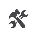 Wrench or spanner and hammer crossed icon