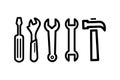 Wrench, Spanner, Screwdriver And Hammer Line Icon In Flat Style For App, UI, Websites Royalty Free Stock Photo