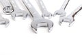 Wrench spanner tools on white background. Copy space for text Royalty Free Stock Photo