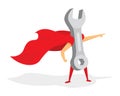 Wrench super hero standing or mechanic with cape