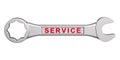 Wrench with text service on white background. Isolated 3D illustration