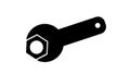 Wrench tightening the nut, simple black design