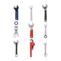 wrench tool set cartoon vector illustration Royalty Free Stock Photo