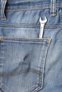 Wrench tools in jean pants Royalty Free Stock Photo