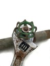 Wrench and valve Royalty Free Stock Photo