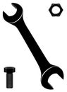 Wrench vector icon. Wrench, bolt, nut set Royalty Free Stock Photo