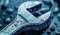Wrench with Water Droplets Royalty Free Stock Photo