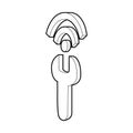 Wrench and wi fi sign icon, outline style Royalty Free Stock Photo