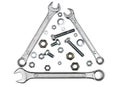 Wrenches, bolts, nuts, and washers Royalty Free Stock Photo