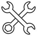 Wrenches crossed linear icon. Repair tools symbol Royalty Free Stock Photo