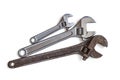Wrenches of different sizes on a white background Royalty Free Stock Photo