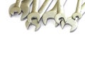 Wrenches of different sizes on a white background Royalty Free Stock Photo