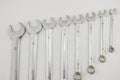 Wrenches of different sizes on a white background Royalty Free Stock Photo