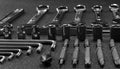 Wrenches, spanners and bits at hardware shop Royalty Free Stock Photo