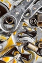 Wrenches and spanners stained with motor oil Royalty Free Stock Photo