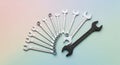 Wrenches vary in size and include both open end and combination Royalty Free Stock Photo