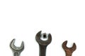 Wrenches on white background. Top view.