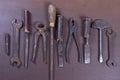 Wrenchs,various tools on background Royalty Free Stock Photo