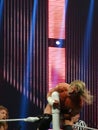 Wrestler Dolph Ziggler gets crotched on top of turnbuckle during