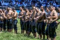 Wrestlers about to engage in battle at the Kirkpinar Turkish Oil Wrestling Festival in Edirne in Turkey. Royalty Free Stock Photo