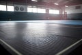 Wrestling and fitness equipment for athletes in empty gym