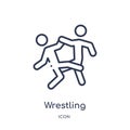 Wrestling icon from olympic games outline collection. Thin line wrestling icon isolated on white background