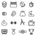 Wrestling Icons Thin Line Vector Illustration Set