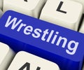 Wrestling Key Shows Wrestler Fighting Or Grappling Online Royalty Free Stock Photo