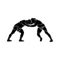 Wrestling logo vector template, Illustration symbol, Silhouette design