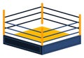 Wrestling ring setup for championship battle, four corner posts with ropes. Boxing ring prepared for intense sporting Royalty Free Stock Photo