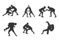 Wrestling silhouettes, Wrestling silhouette set, Wrestling and Boxing silhouette