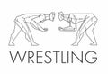 Wrestling Stylized figures of athletes are preparing for the fight