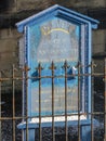 Abandoned old blue Salem church sign. Welsh language.