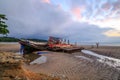 Wrick and Beautiful sunrise at Tg Aru beach, Labuan. Malaysia Royalty Free Stock Photo