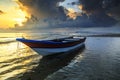 Wrick and Beautiful sunrise at Tg Aru beach, Labuan. Malaysia Royalty Free Stock Photo