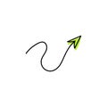 Wriggling green arrow hand drawn icon Royalty Free Stock Photo