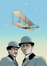 Wright Brothers airplane, line art vector Royalty Free Stock Photo