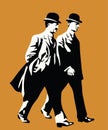 Wright Brothers walking together, vector