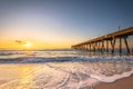 Johnnie Mercers Fishing Pier at sunrise in Wrightsville Beach east of Wilmington,North Carolina,United State. Royalty Free Stock Photo