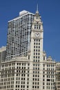 Wrigley Building clock tower downtown Chicago, Illinois. Royalty Free Stock Photo