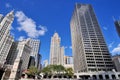 Wrigley clock tower, Tribune building and other buildings, Chicago Royalty Free Stock Photo