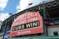 Wrigley Field after win, sign