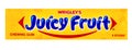 Wrigley`s Juicy Fruit chewing gum 5 sticks isolated on white bac