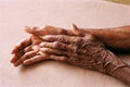 wrinkled hands of old lady Royalty Free Stock Photo
