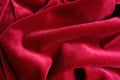 Wrinkled red velour cotton fabric texture Royalty Free Stock Photo