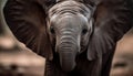 Wrinkled elephant trunk, close up portrait in nature generated by AI