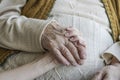 Wrinkled hand holding a younger hand Royalty Free Stock Photo