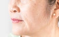 Wrinkled of old asian woman skin Royalty Free Stock Photo