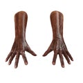 Wrinkled on old african man hand on white. 3D illustration