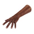 Wrinkled on old african man hand on white. 3D illustration